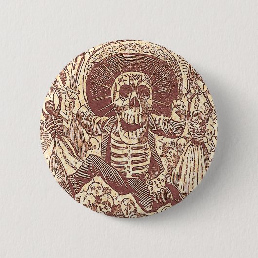 Sschedel van Oaxaca, La Calavera Oaxaqueña Ronde Button 5,7 Cm (Voorkant)