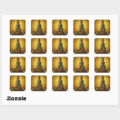 Ssensuele Van Gogh-achtige Kerstlijn Vierkante Sticker (Vel)
