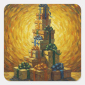 Ssensuele Van Gogh-achtige Kerstlijn Vierkante Sticker (Voorkant)