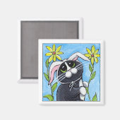 Ssh... Ik ben op konijnen aan het jagen! - Kattenm Magneet (Voorkant / Achterkant)