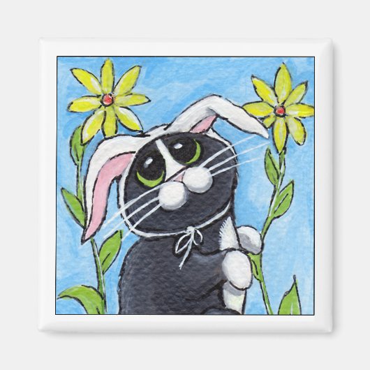 Ssh... Ik ben op konijnen aan het jagen! - Kattenm Magneet (Voorkant)