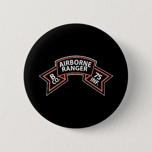 SSI - B Co 75th Infantry (Ranger) Scroll Ronde Button 5,7 Cm (Voorkant)