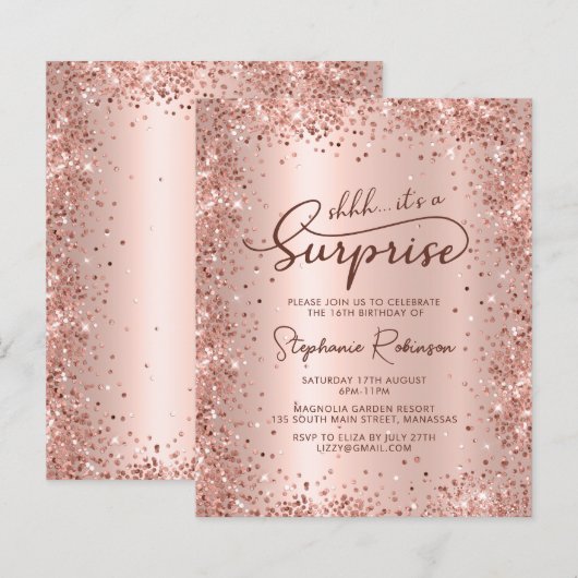 Sssst Verrassingsroze Gouden Zoete 16 Verjaardagsu (Voorkant / Achterkant)