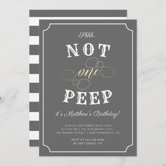 Ssst... Geen uitnodiging voor een verrassingsfeest (Voorkant / Achterkant)