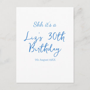 ssst het is een 30e verjaardag naam datum blauwe e briefkaart