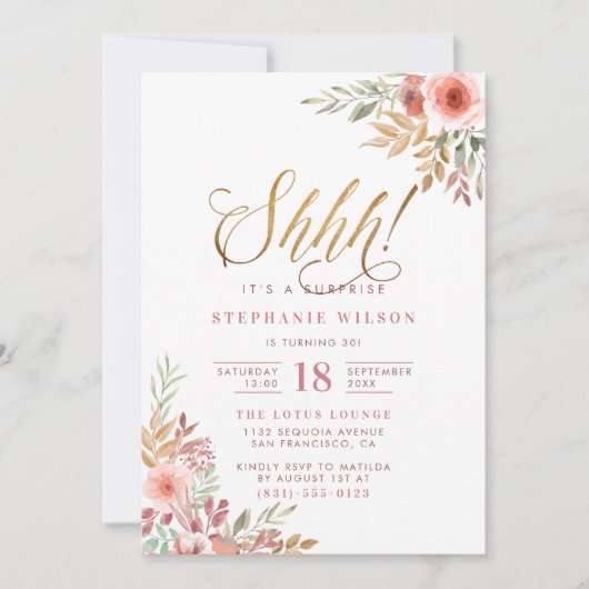 Ssst! Het is een verrassing | Modern Script Verjaa Kaart (Voorkant)