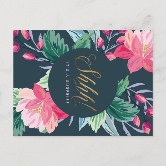 Ssst! Het is een verrassing! Schattigee Bloemen Ve Uitnodiging Briefkaart (Achterkant)