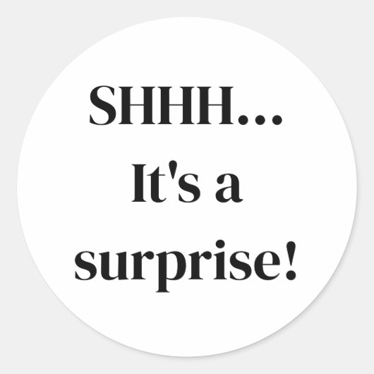 Ssst... Het is een verrassing Sticker label aankon (Voorkant)