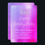 Ssst! Surprise Pink Paarse verjaardagsfeestje Kaart<br><div class="desc">Ssst! Verrassing verjaardagsfeest roze en Paarse Ombre Faux gepolijst metaal Metallic Folie Girly Verjaardagsuitnodigingen. De moderne en chique uitnodigingen voor verjaardagsfeestjes gebruiken de populaire handgeschreven typografie en zijn perfect om gasten uit te nodigen voor een meisjesachtig verjaardagsfeestje. Neem contact op met de ontwerper als u meer overeenkomende objecten nodig hebt....</div>