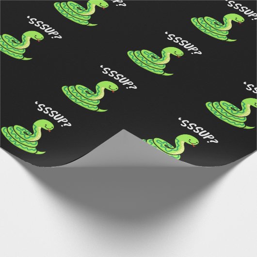 Sssup Funny Hissing Snake Pun Dark BG Cadeaupapier (Hoek)