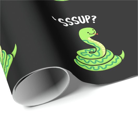 Sssup Funny Hissing Snake Pun Dark BG Cadeaupapier (Rol Hoek)