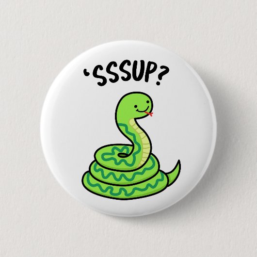 Sssup Funny Hissing Snake Pun Ronde Button 5,7 Cm (Voorkant)