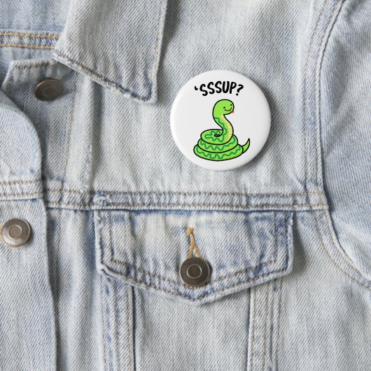 Sssup Funny Hissing Snake Pun Ronde Button 5,7 Cm (In situ)