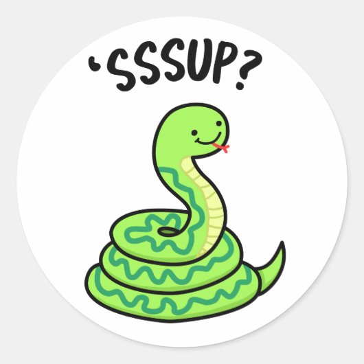Sssup Funny Hissing Snake Pun Ronde Sticker (Voorkant)