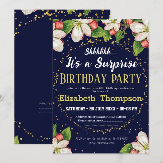 Sst het is een verrassing moderne bloem glitters 6 kaart (Voorkant / Achterkant)