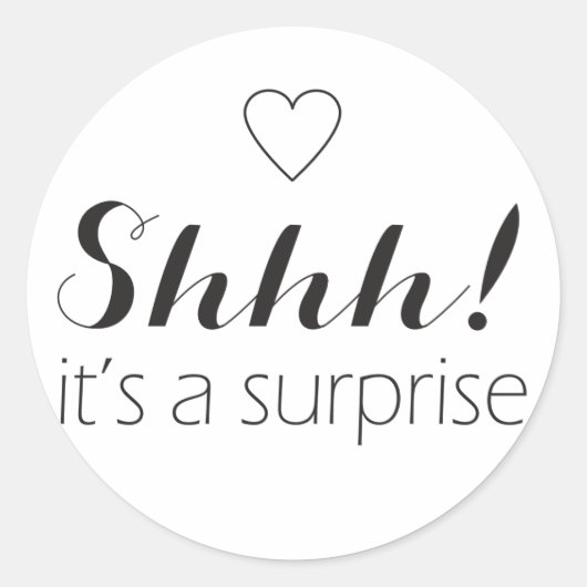 Sst het is een verrassingsstickers met hart ronde sticker (Voorkant)
