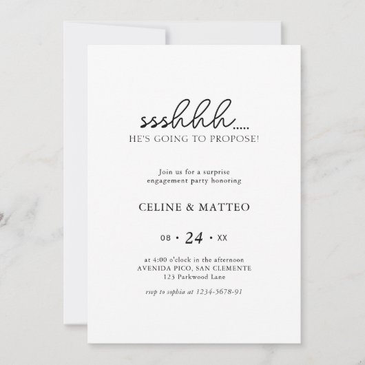 Sst.. Hij gaat voorstellen | Verrassing Verloving Kaart (Voorkant)