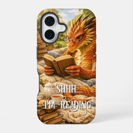 Sst… Ik Lees Cozy Lezen Draak iPhone 16 Hoesje (Achterkant)