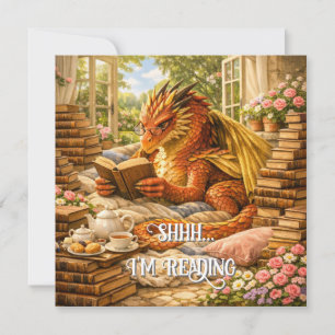 Sst… Ik Lees Cozy Lezen Draak  Kaart