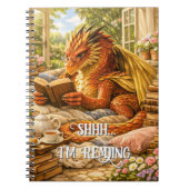 Sst… Ik Lees Cozy Lezen Draak  Notitieboek (Voorkant)