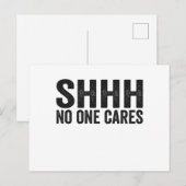 Sst Niemand Maakt Zich Druk Grappige Sarcastische  Briefkaart (Voorkant / Achterkant)