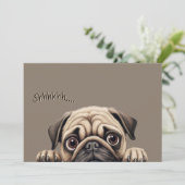 Sst Pug Surprise Uitnodiging | Pensioenfeest (Staand voorkant)