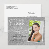 Sst! Verrassingsfeest Foto met zilveren verjaardag Briefkaart (Voorkant / Achterkant)