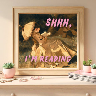Sstt ik lees Print, Maximalistische Kunst, Boekenl Poster
