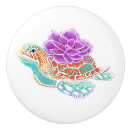 Ssucculente Zeeschildpad Geest Dier Keramische Kno Knop