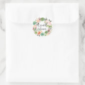 Ssucculenten Bloemige Boho Krans Bruidsdouche Ronde Sticker (Tas)