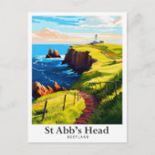 St Abb's Head Schotland Vintage reisillustratie Briefkaart (Voorkant)