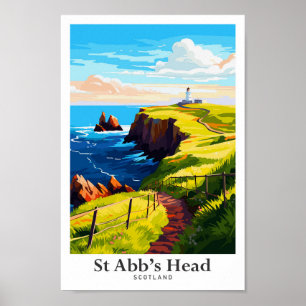 St Abb's Head Schotland Vintage reisillustratie Poster