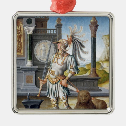 St. Adrian in Armor in een open landschap Metalen Ornament (Voorkant)