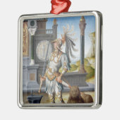 St. Adrian in Armor in een open landschap Metalen Ornament (Links)