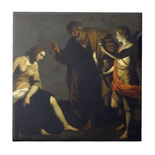 St. Agatha w/St. Peter & Angel - Alessandro Turchi Tegeltje