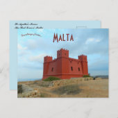 St Agathas Tower The Red Tower Malta Briefkaart (Voorkant / Achterkant)