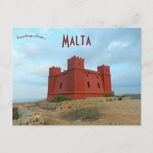 St Agathas Tower The Red Tower Malta Briefkaart (Voorkant)