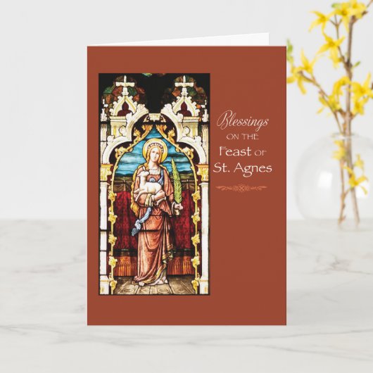St. Agnes Feast Day Blessings Kaart (Gele Bloem)