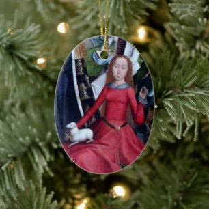 St. Agnes met haar lam keramische kerstversiering Keramisch Ornament