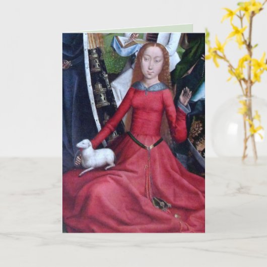 St. Agnes met haar Lamb-kaart (M 070) Kaart (Gele Bloem)