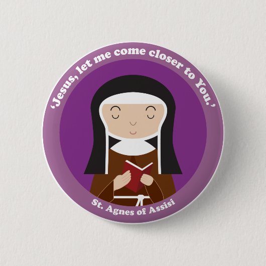 St. Agnes van Assisi Ronde Button 5,7 Cm (Voorkant)