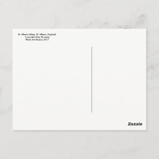 St. Albans Abbey, binnenland. Briefkaart (Achterkant)