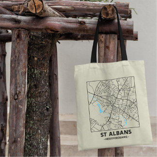 St Albans, Hertfordshire City Map Tote Bag