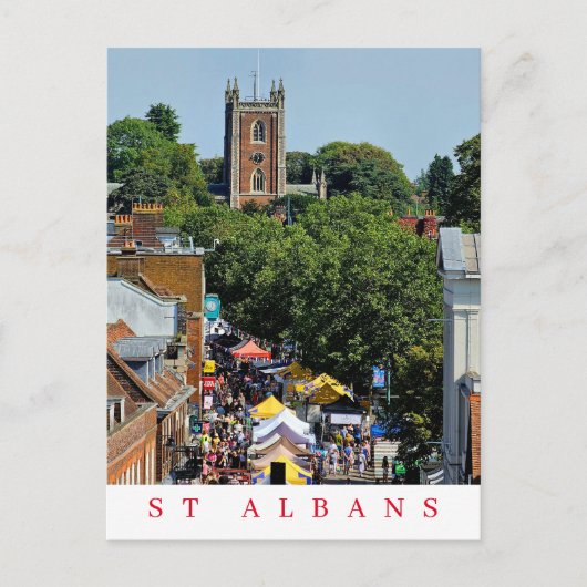 St Albans markt uitzicht ansichtkaart Briefkaart (Voorkant)