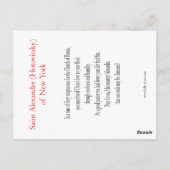 St. Alexander of New York Prayer Card Briefkaart (Achterkant)