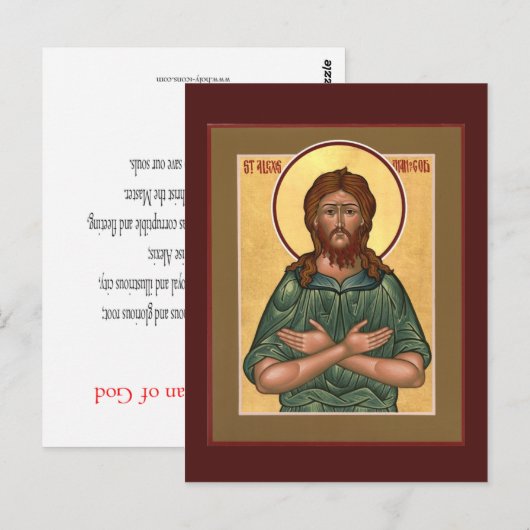 St. Alexis Man van God Prayer Card Briefkaart (Voorkant / Achterkant)