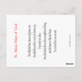 St. Alexis Man van God Prayer Card Briefkaart (Achterkant)