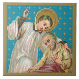 St Aloysius Gonzaga & Pest Slachtoffer (M06; NoNam Tegeltje