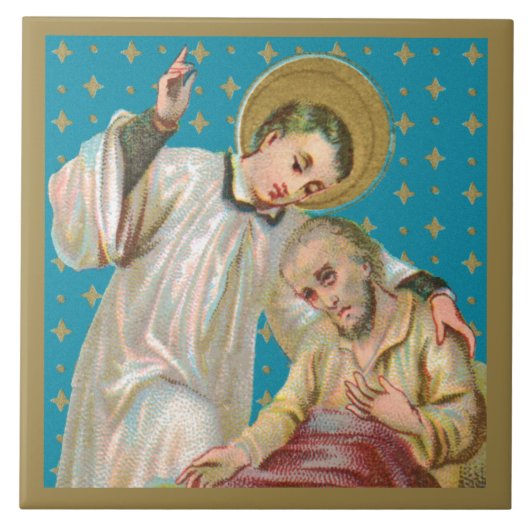 St Aloysius Gonzaga & Pest Slachtoffer (M06; NoNam Tegeltje (Voorkant)