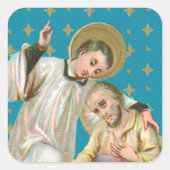 St. Aloysius Gonzaga & Plague Victim (M 006) Vierkante Sticker (Voorkant)